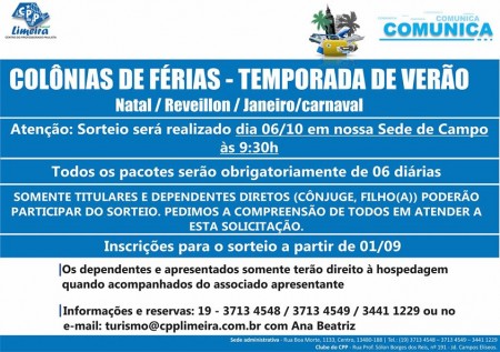 Comunicado - Alta temporada