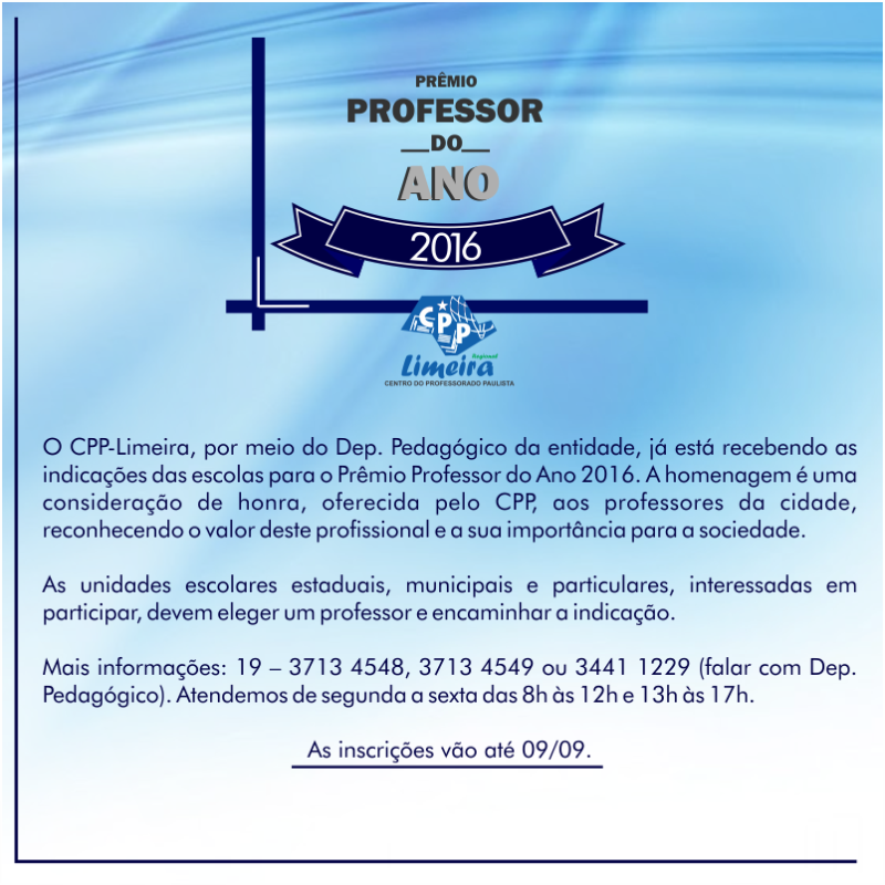 16.08.2016 - Professor do Ano - anúncio