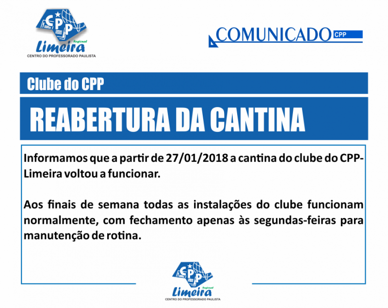 29.01.2018 - COMUNICADO - clube aberto